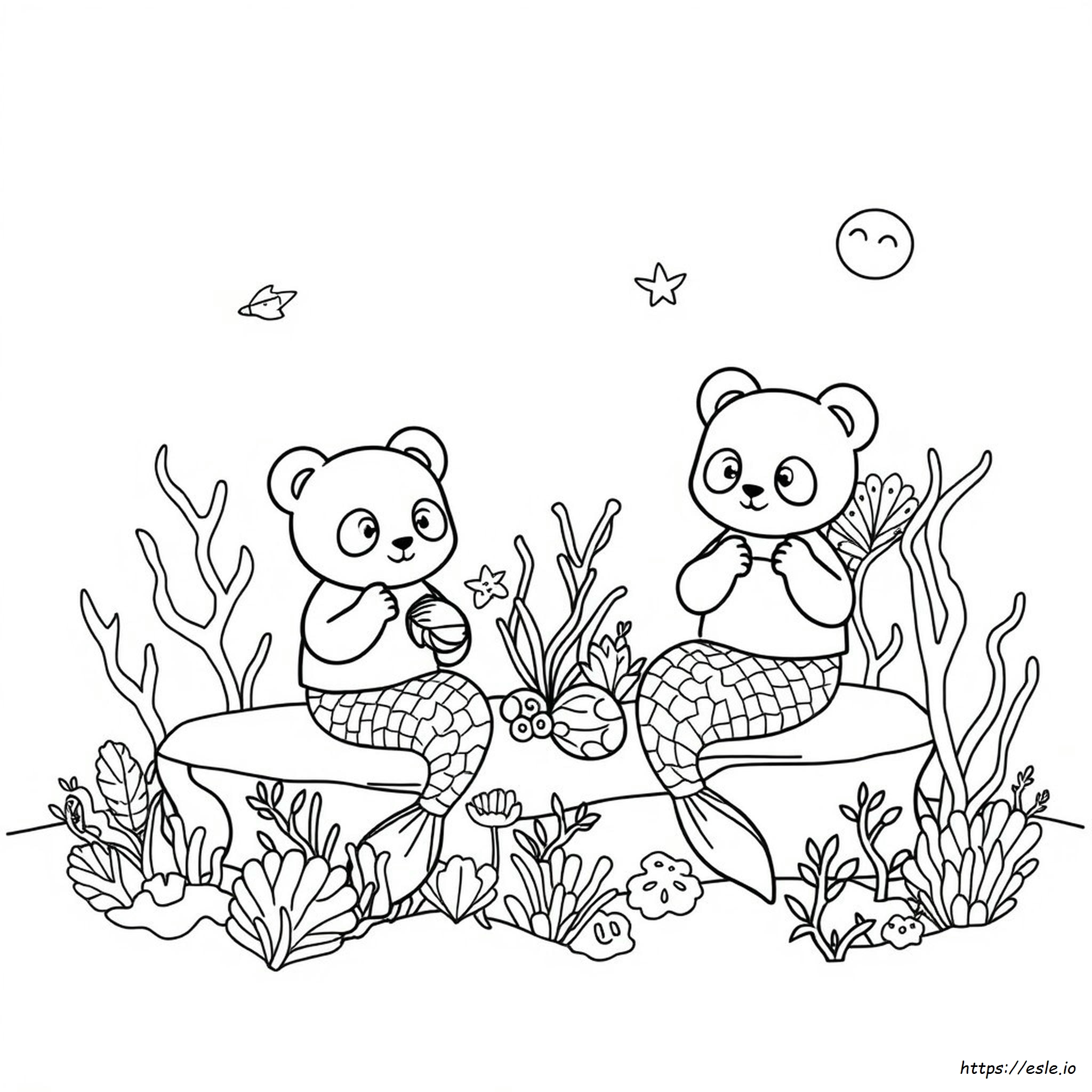 Panda Sirena Para Colorear