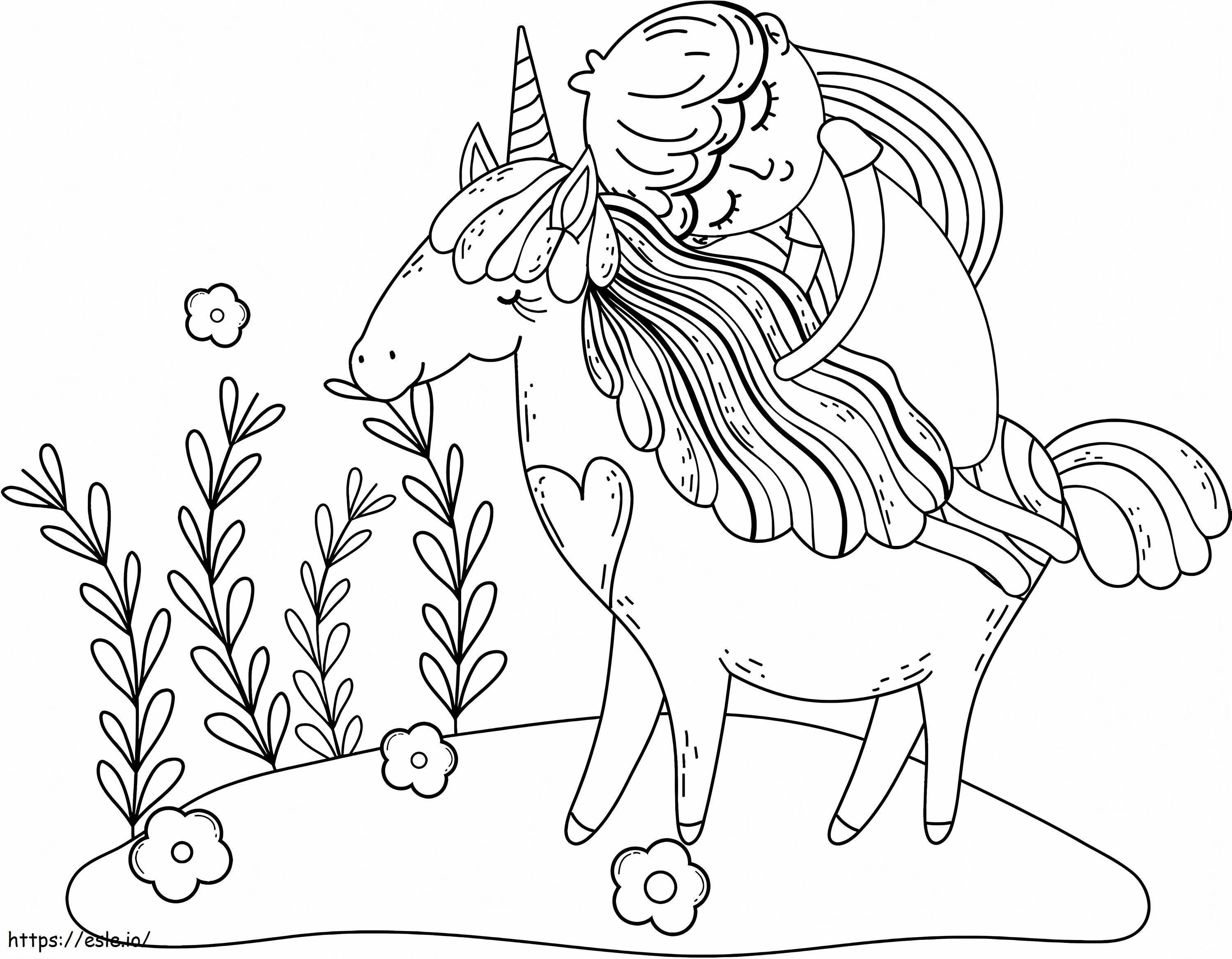 Mica Prințesă Dorind Pe Unicorn de colorat