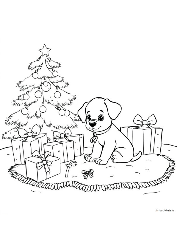 Free Christmas Puppy Coloring Pages