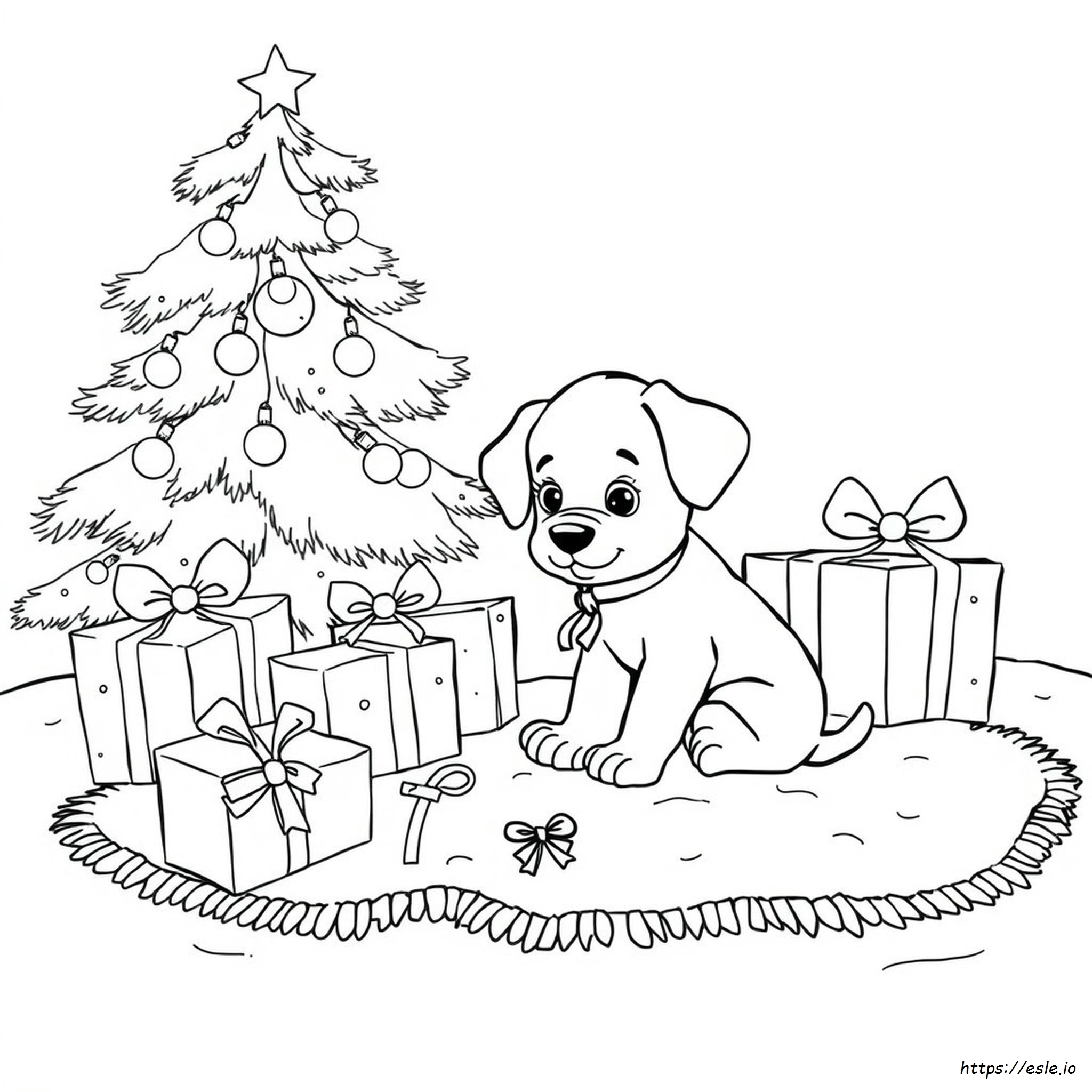 Free Christmas Puppy Coloring Pages