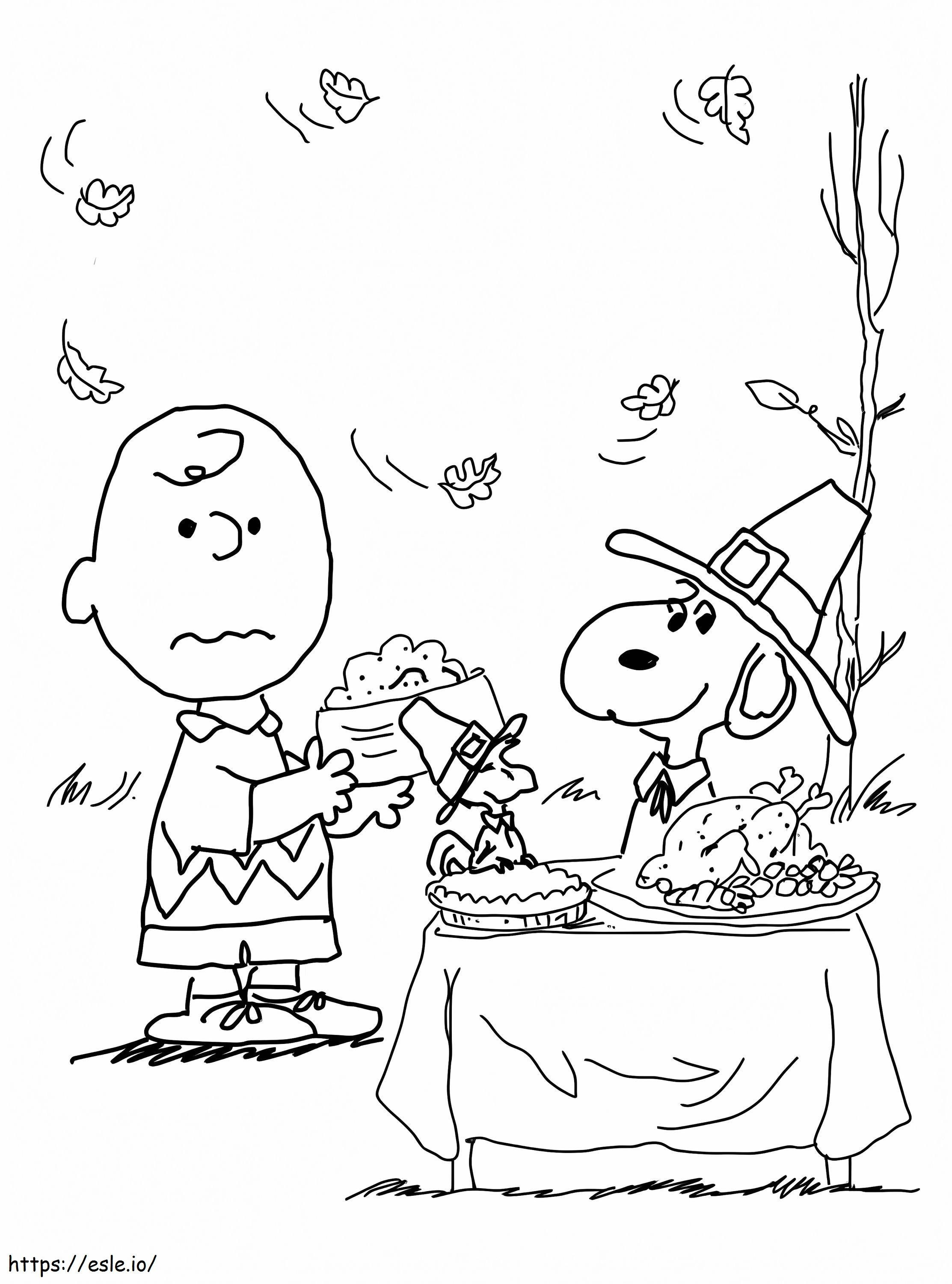 Charlie Brown Thanksgiving coloring page