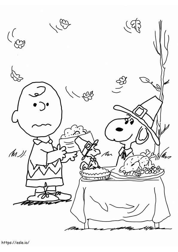 Charlie Brown Dia de Ação de Graças para colorir