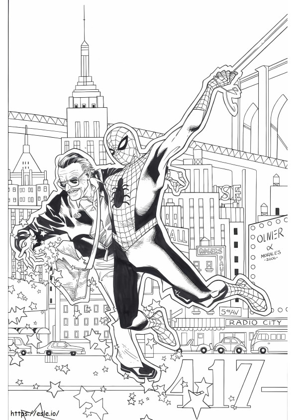 Stan Lee Meets Spider-Man coloring page