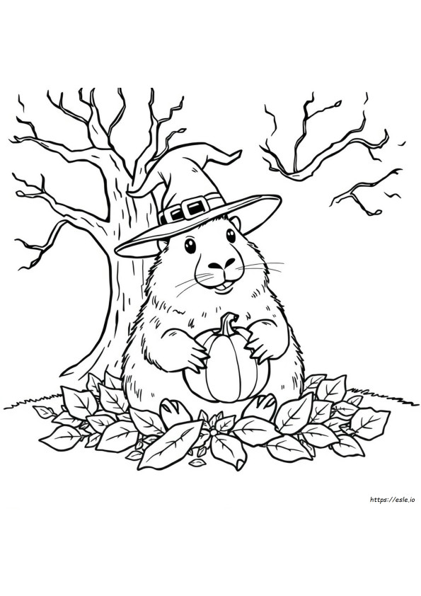 Capibara De Halloween De Colorat