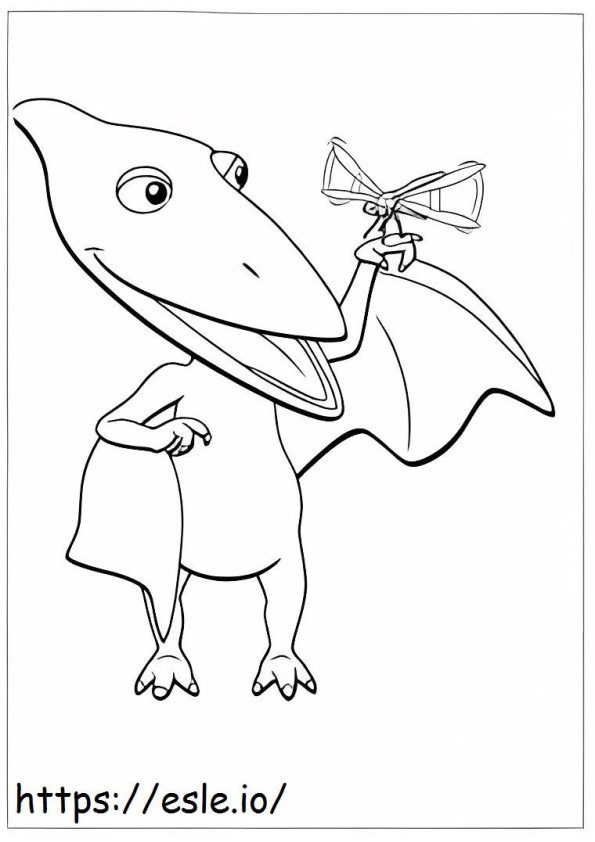 Coloriage Dinosaure avec une libellule à imprimer dessin