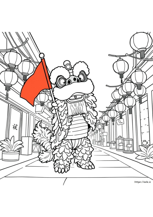 Lion Dance Colouring Pages