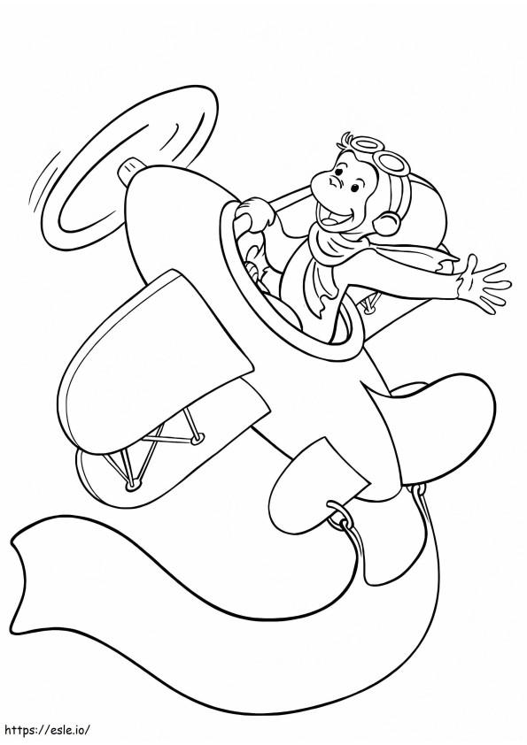 George Driving Plane A4 coloring page