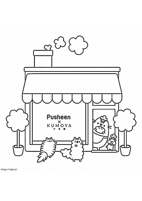 Casa Pusheen para colorir