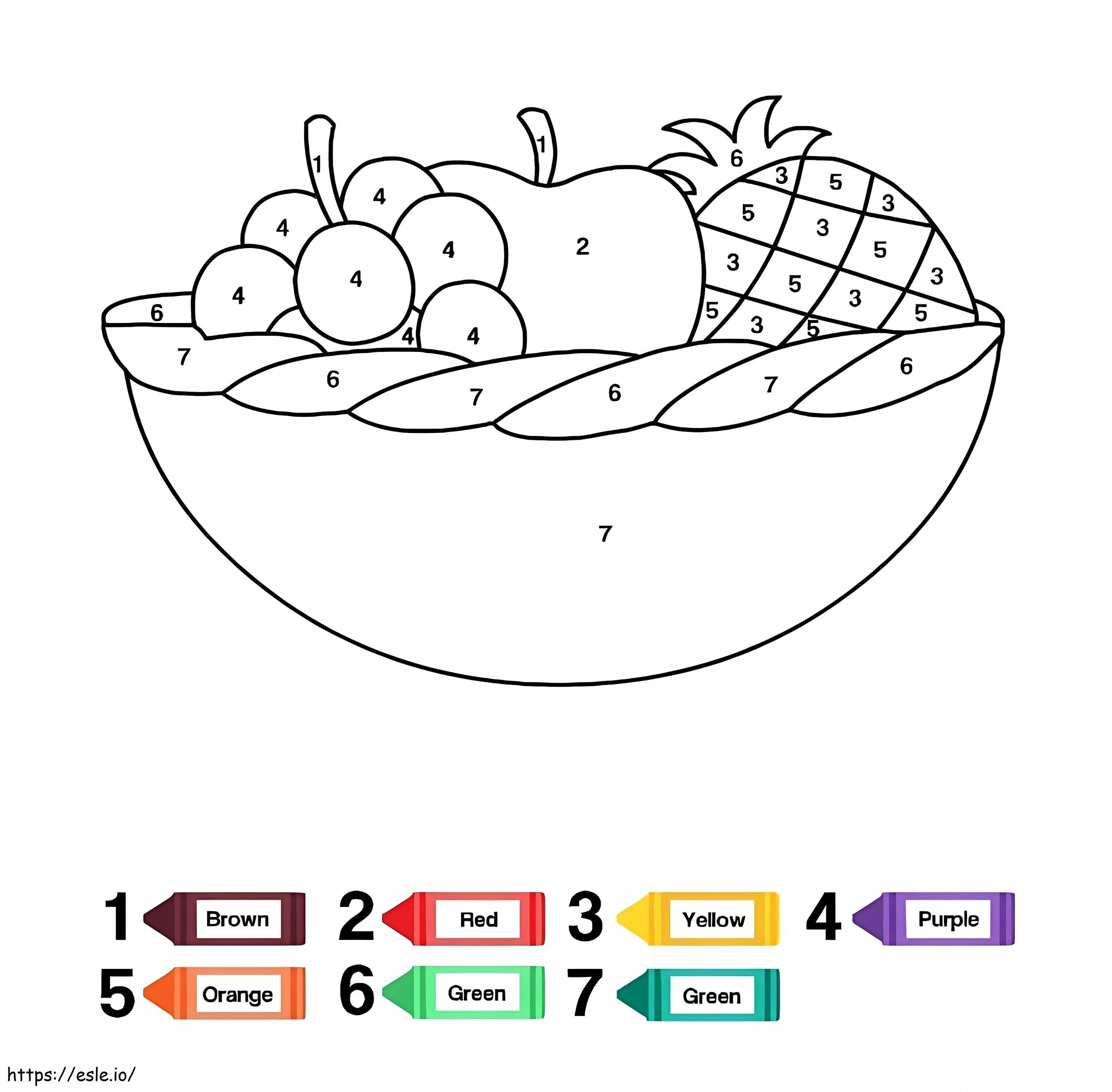Colorear por Número un Tazón de Frutas para colorear