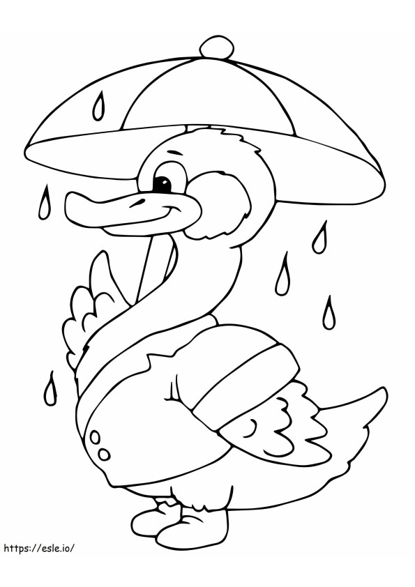 Coloriage  Canard sous la pluie A4 à imprimer dessin