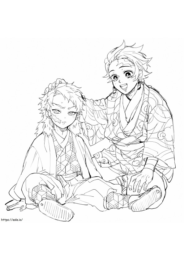 Tanjiro And Sabito coloring page