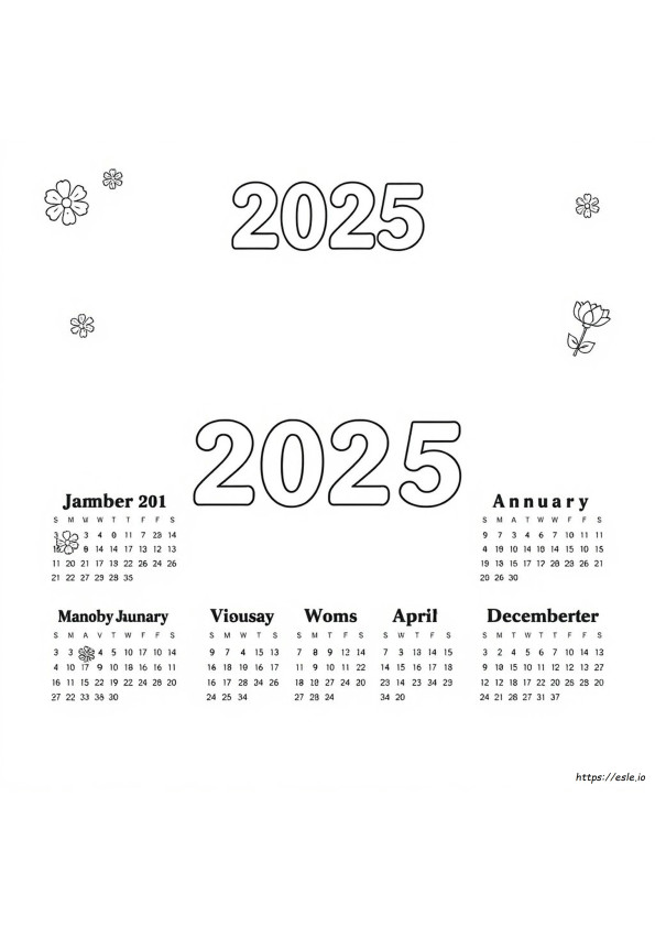 Kolorowanki Kalendarz Do Druku 2025