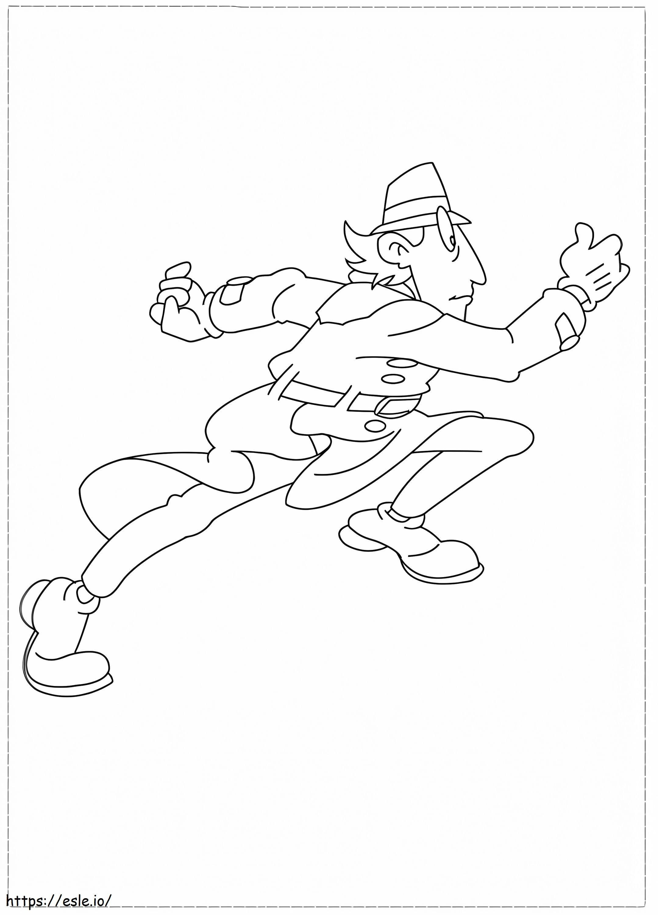 Inspector Gadget corriendo rápido para colorear