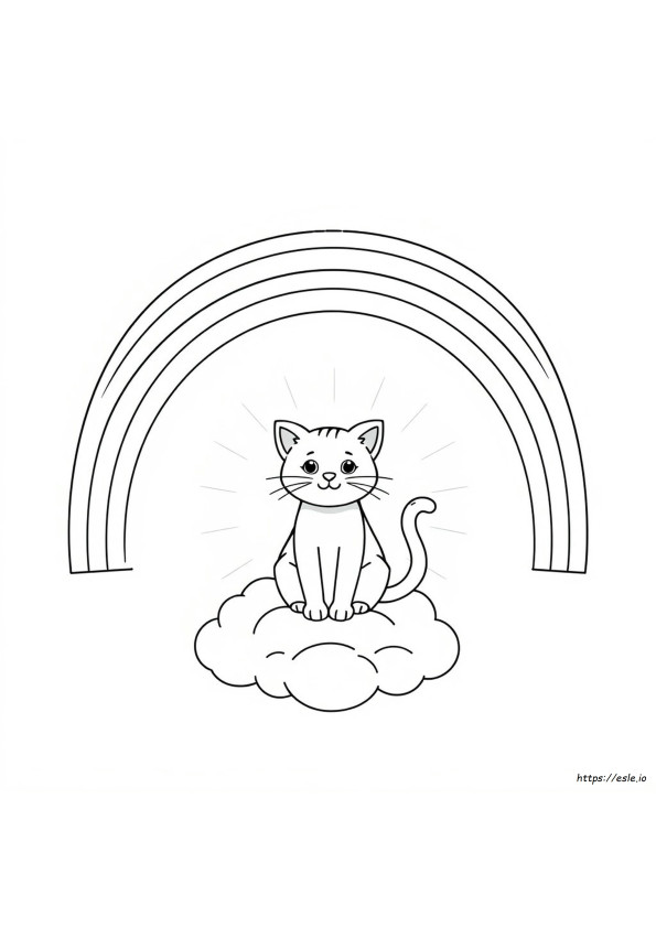 Rainbow Cat Colouring Page