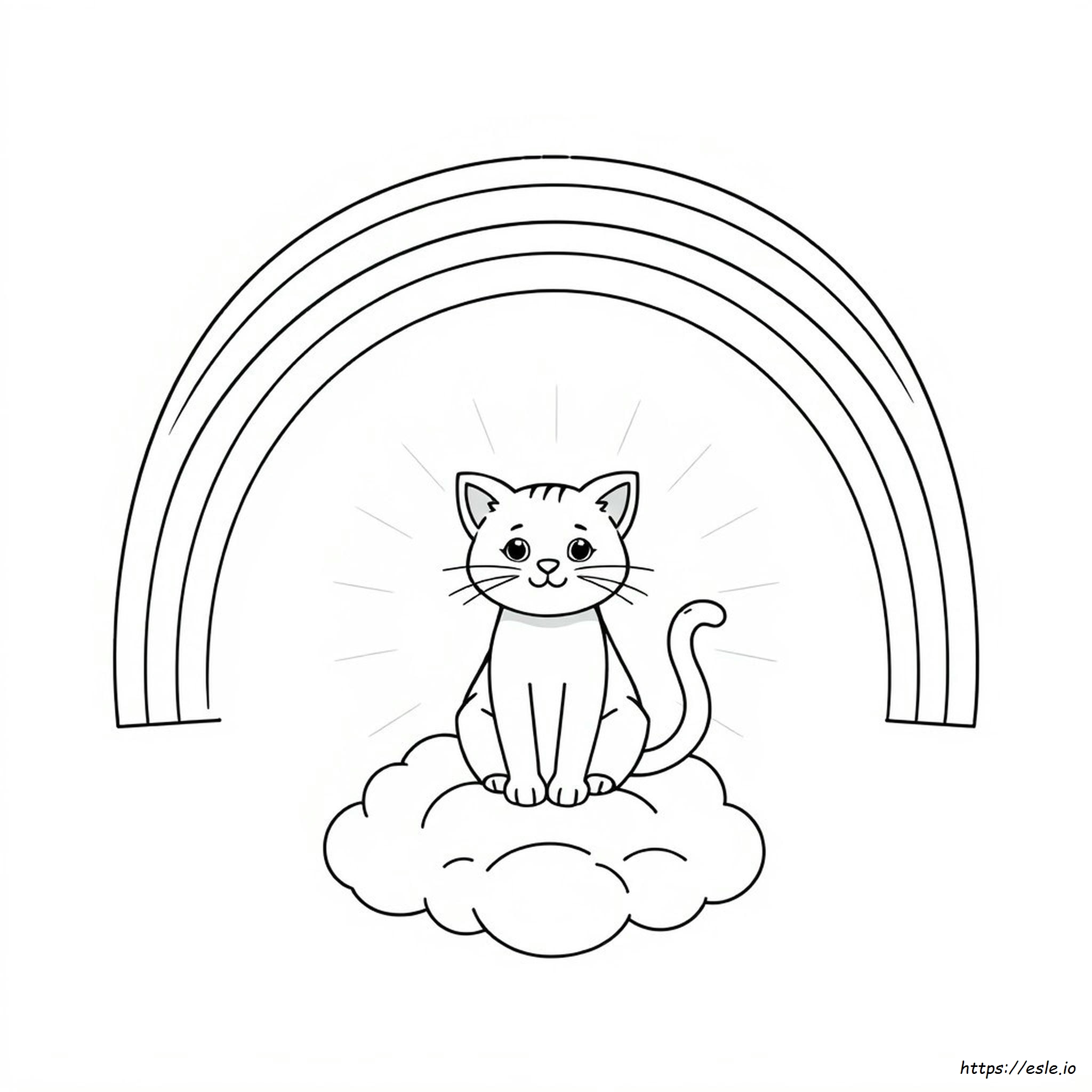 Rainbow Cat Colouring Page
