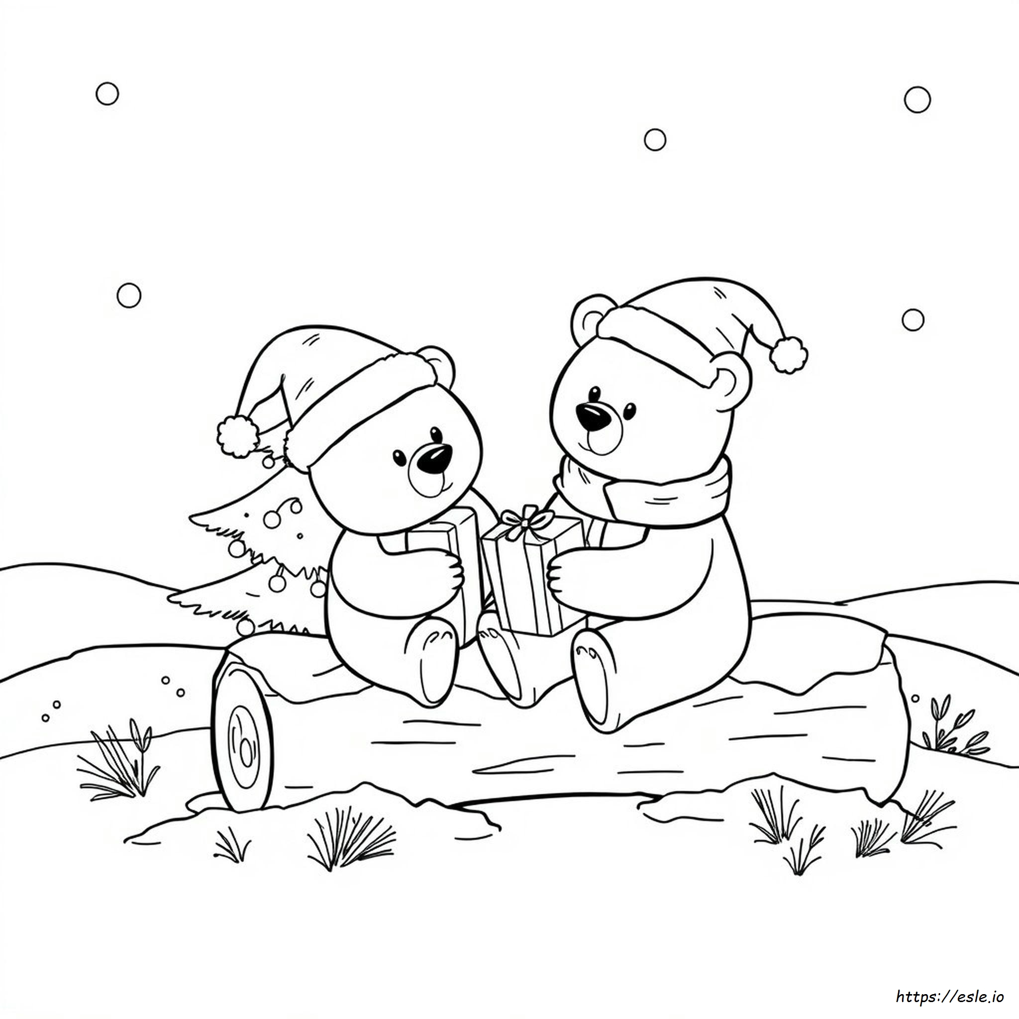 Printable Christmas Bear Coloring Pages