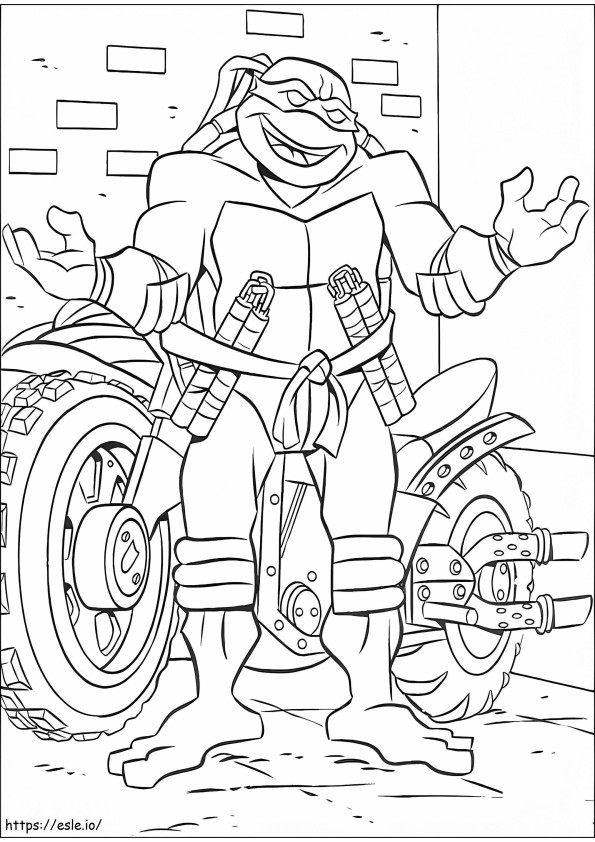 ミケランジェロと彼のオートバイ ぬりえ - 塗り絵