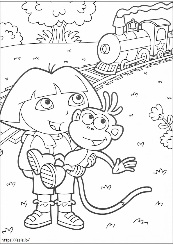 Dora Boots And The Train coloring page