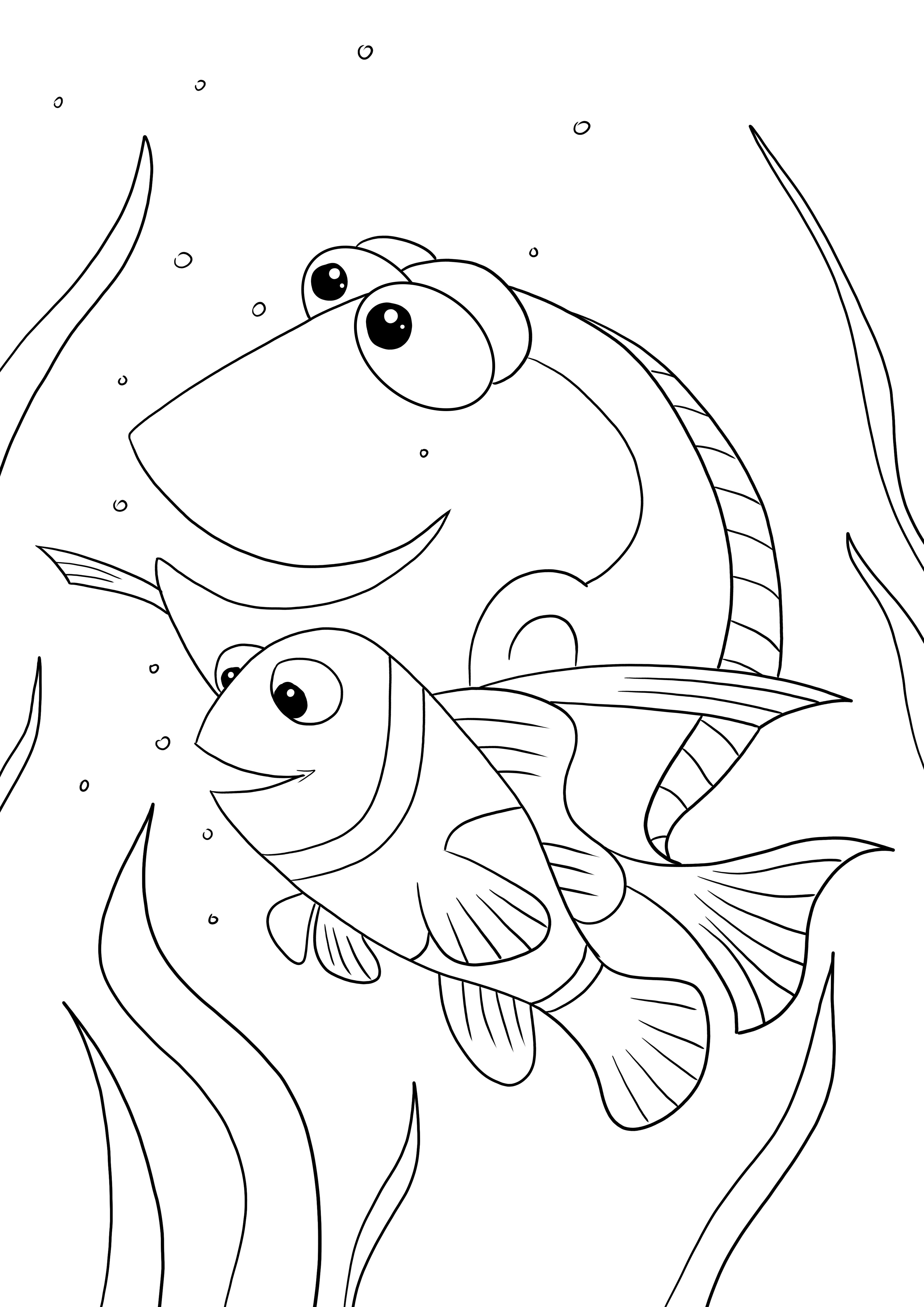 Dibujo para imprimir de Buscando a Nemo para niños para colorear fácil y gratis