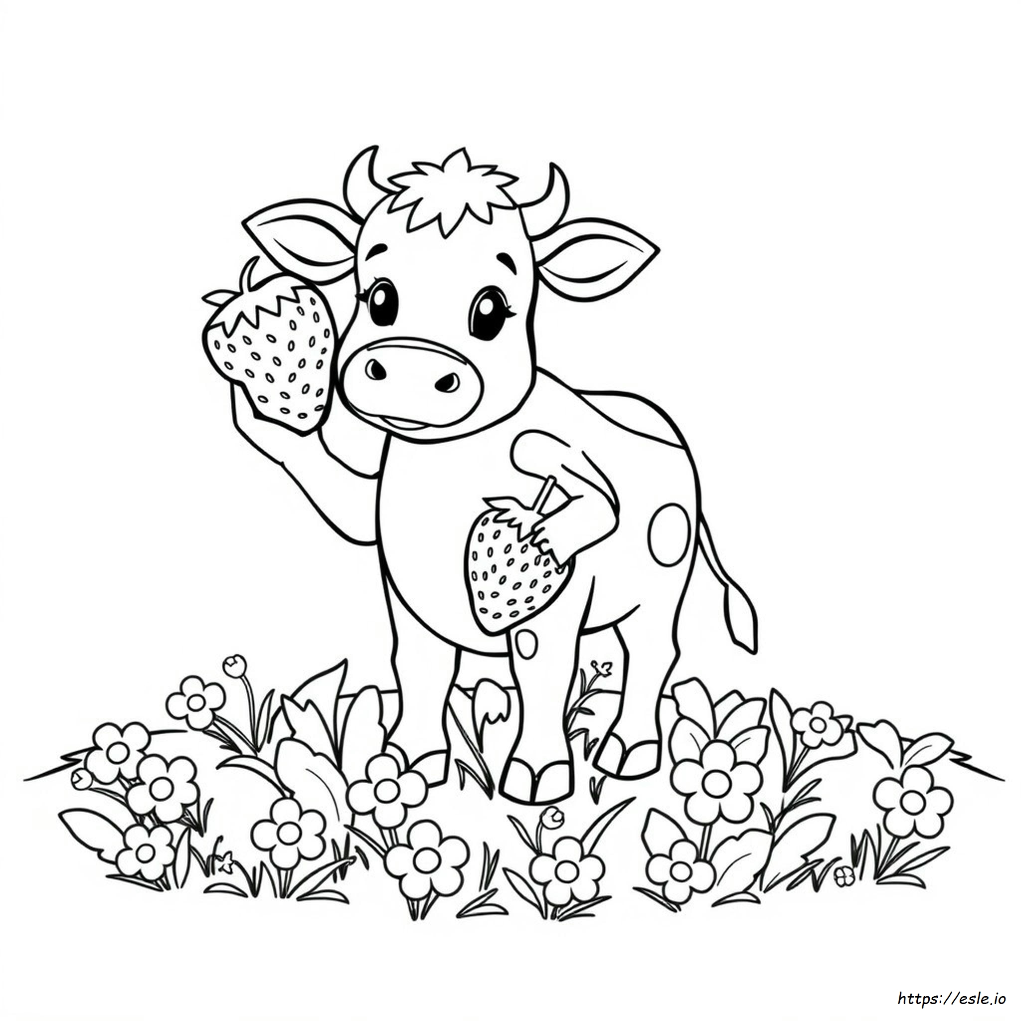 Cute Strawberry Cow Coloring Pages