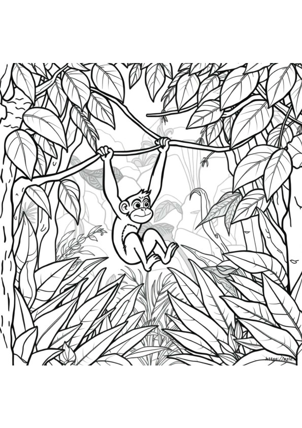 Coloriage Singe De La Forêt Tropicale