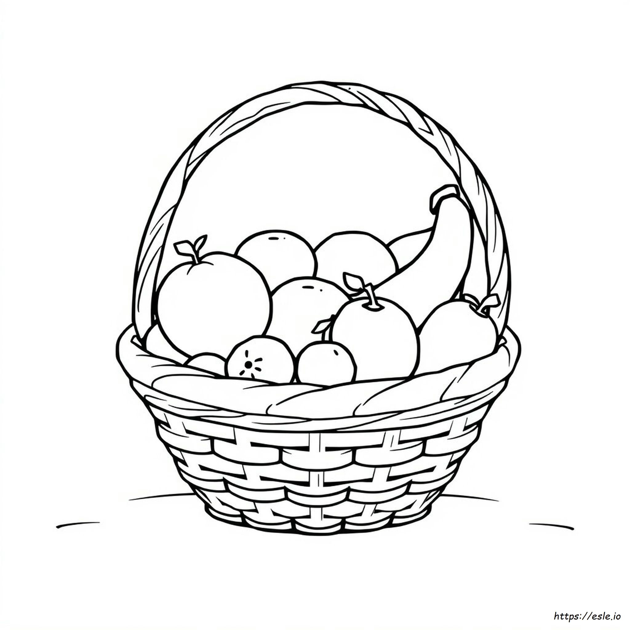 Easy Fruit Basket Coloring Page