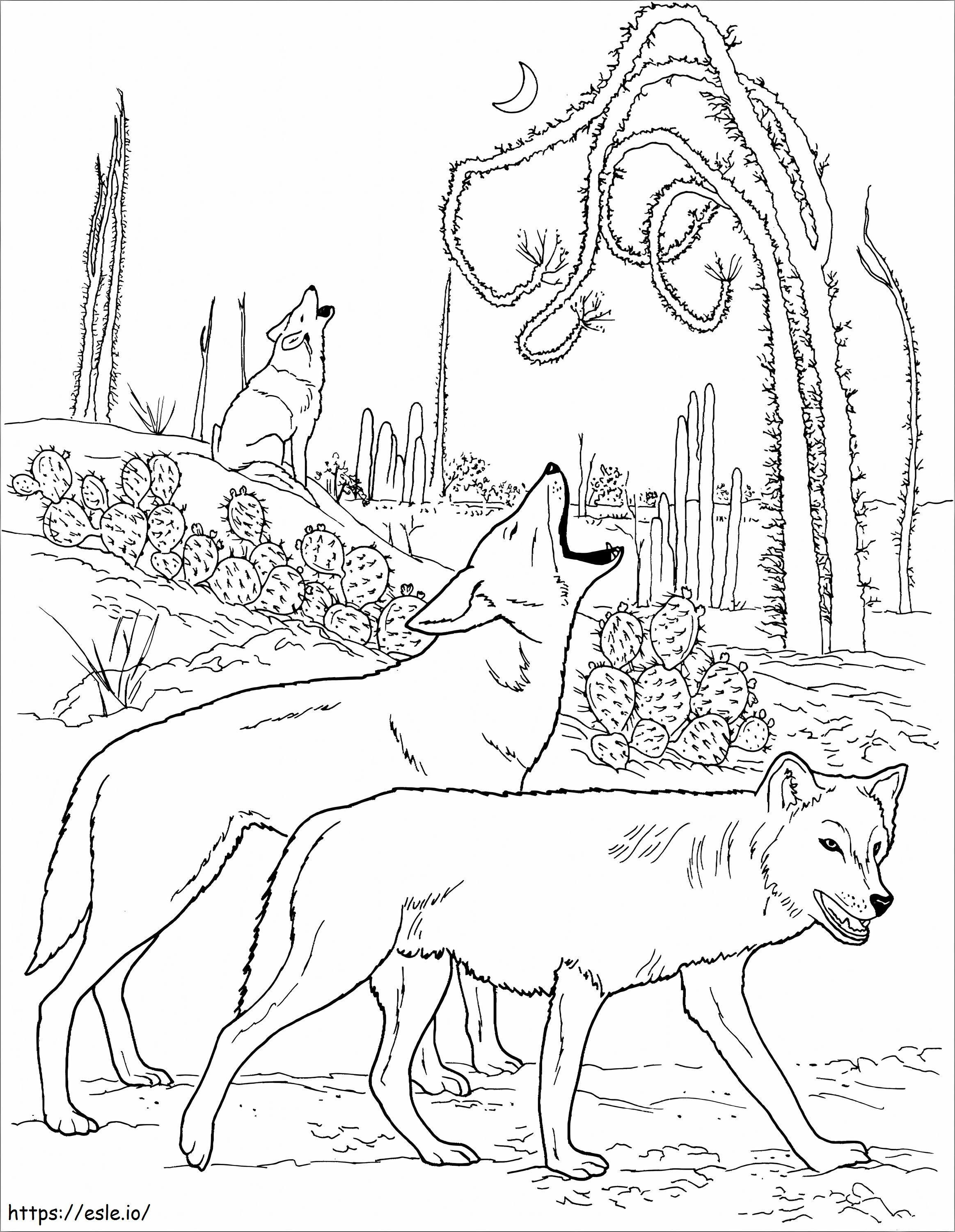 howling wolves coloring pages