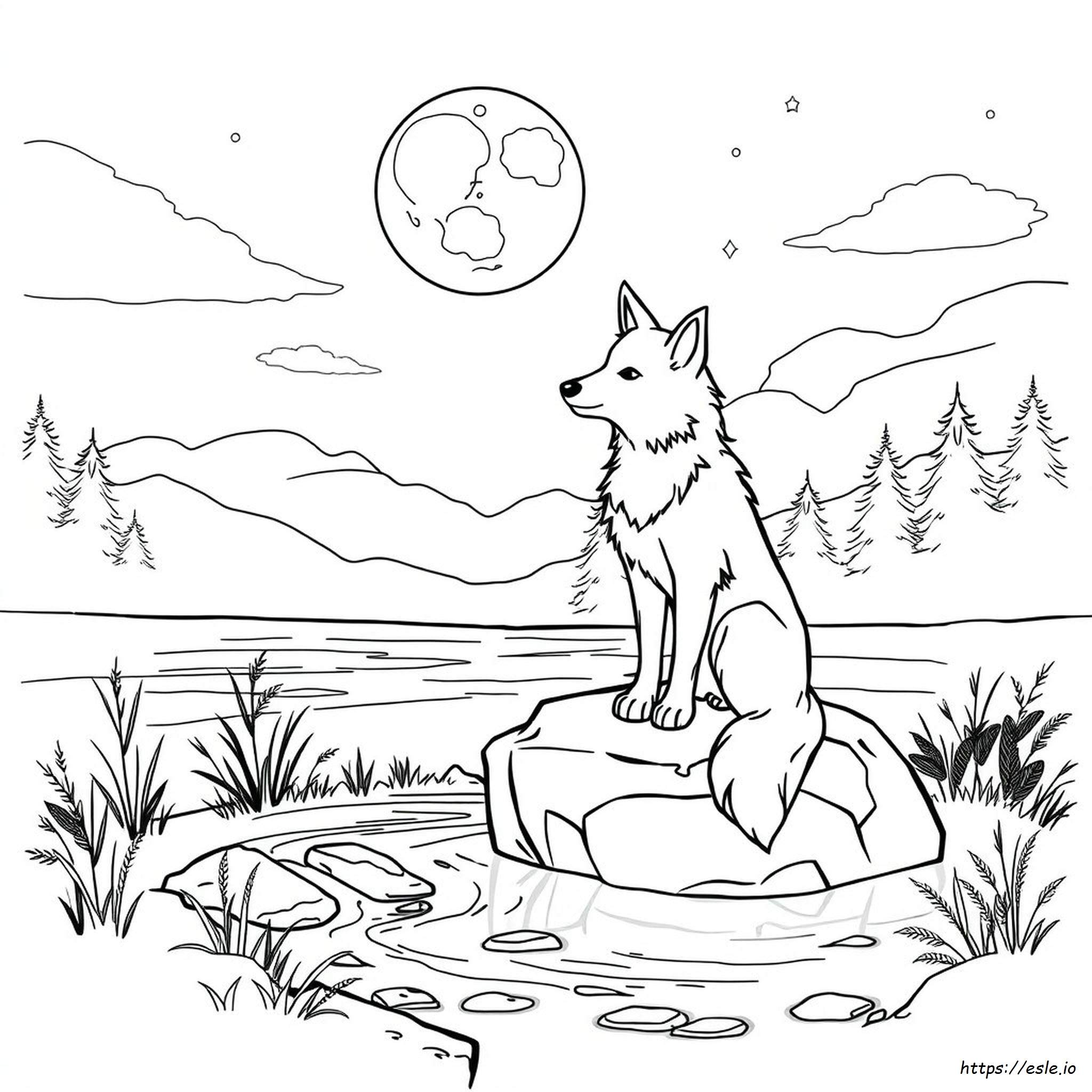 Cute Easy Wolf Coloring Pages