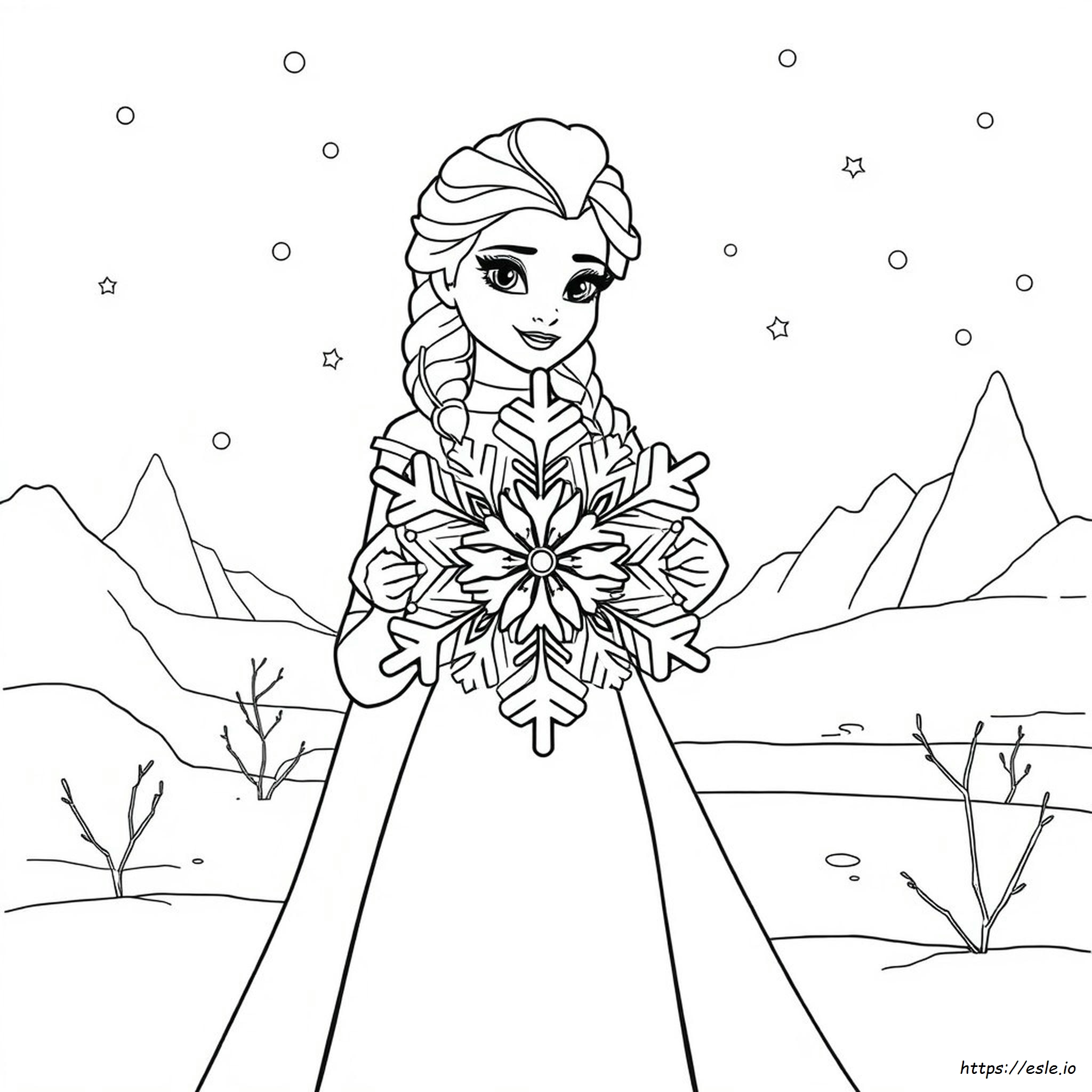 Elsa Snowflake Coloring Page