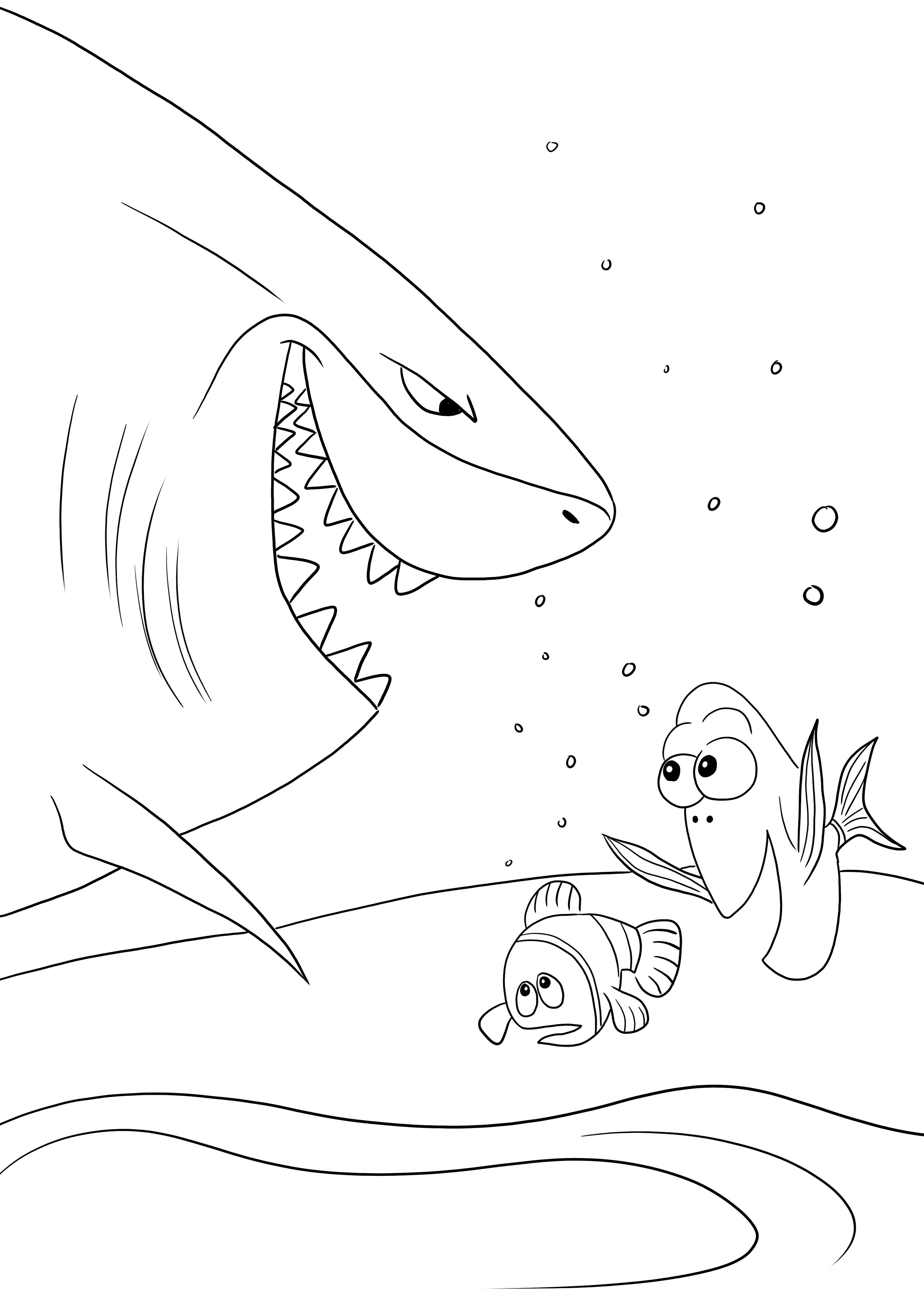 Bruce-Dory-Nemo ontmoeten elkaar gratis om af te drukken of op te slaan voor later beeld kleurplaat