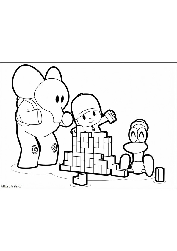 Pocoyo And Friends Playing coloring page