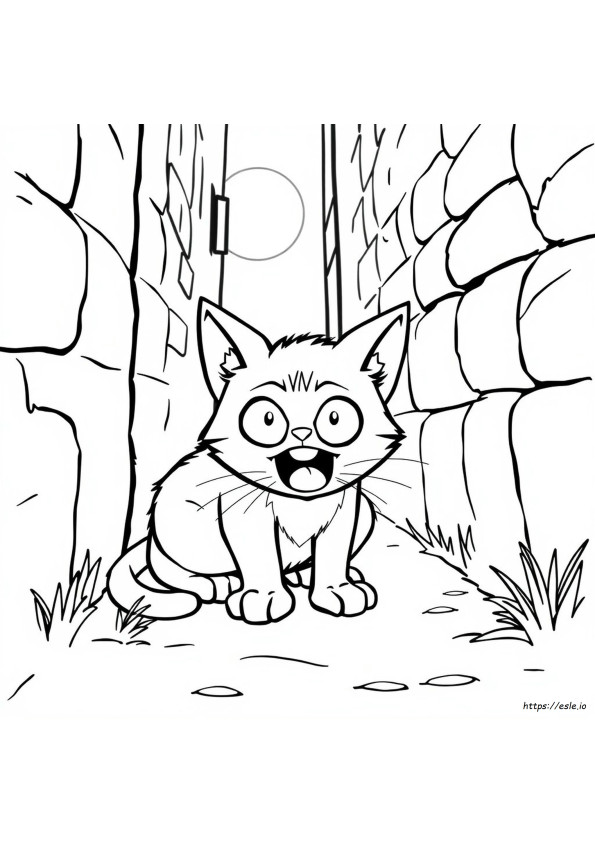 Gato Asustado Para Colorear