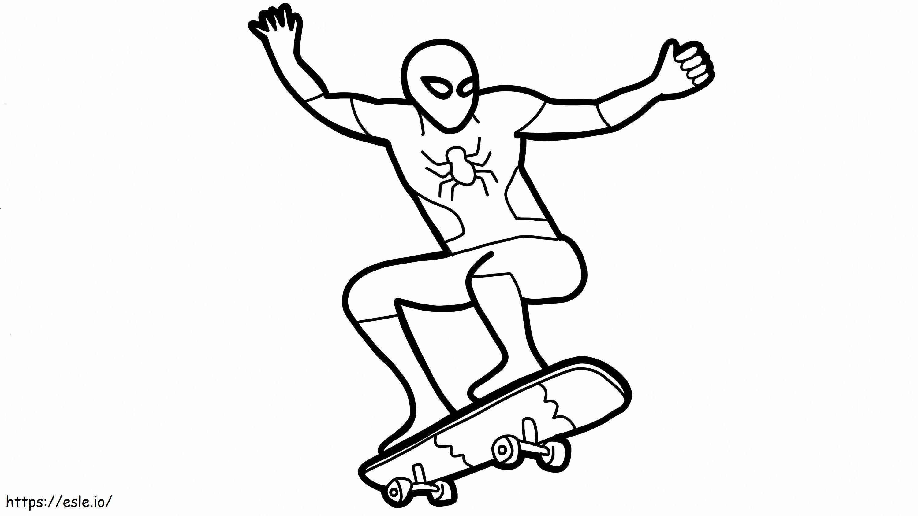 Uomo ragno e skateboard da colorare