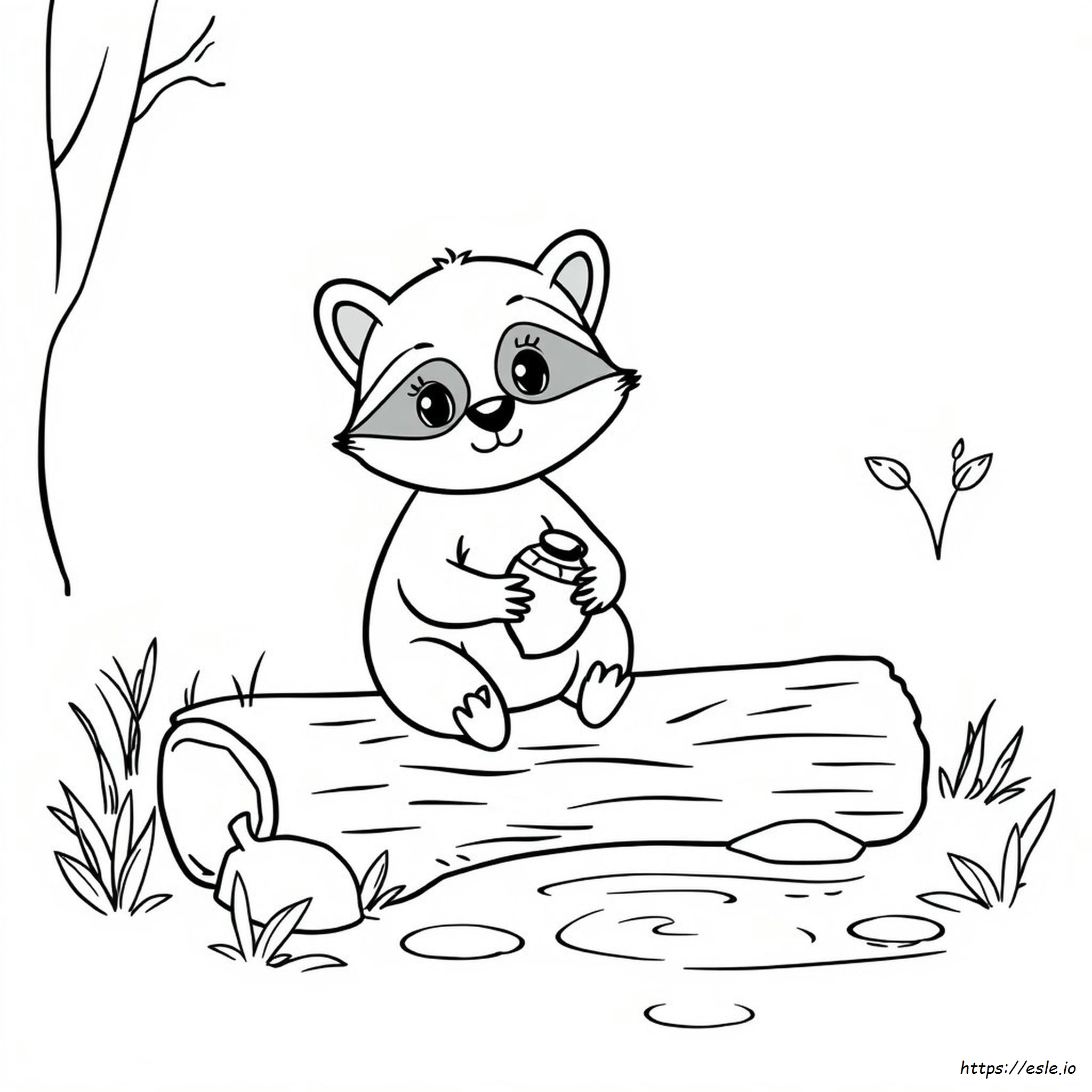 Cute Raccoon Coloring Page