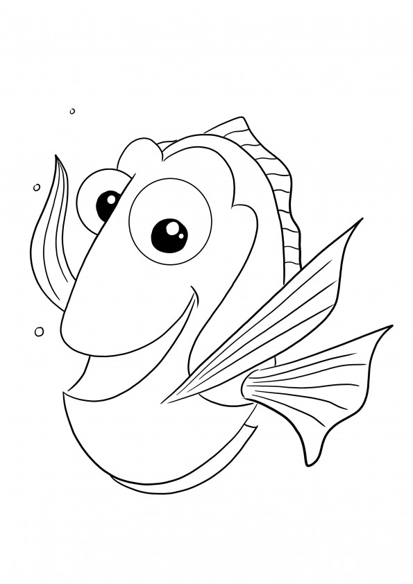 Dory coloring image is free to print or download for kids to color