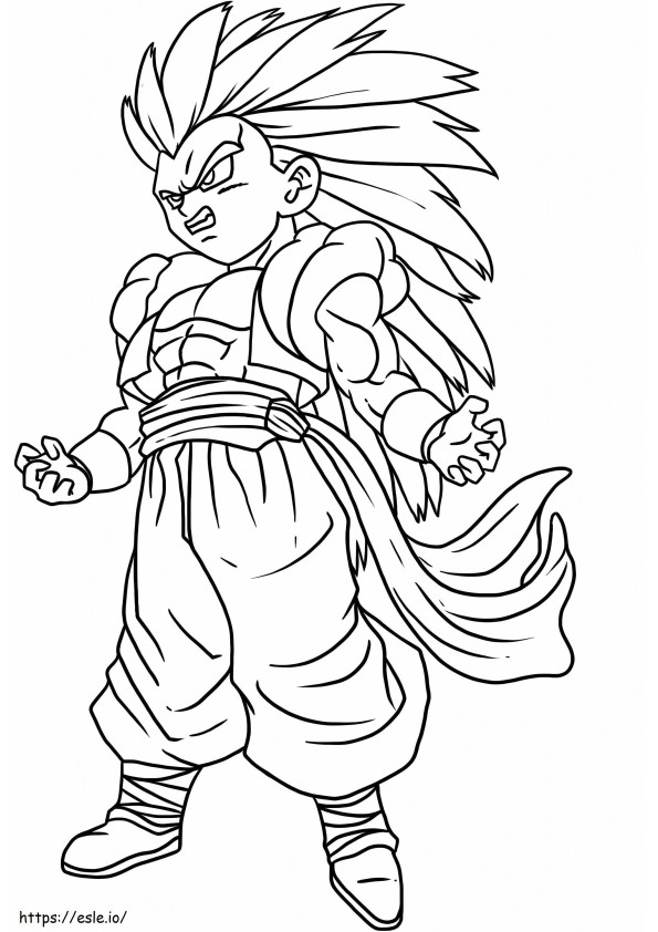 Chibi Enojado Goku SSj3 para colorear