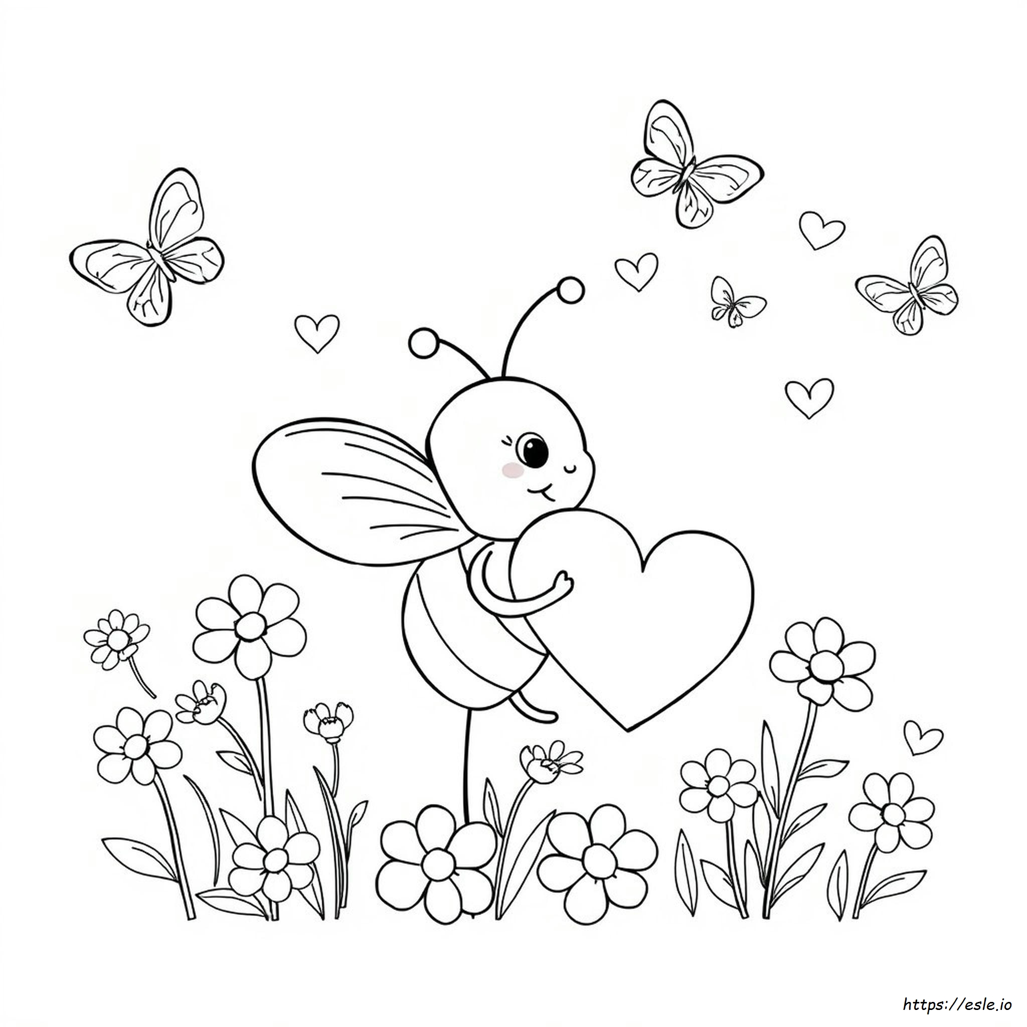 Bee Mine Valentine Coloring Page