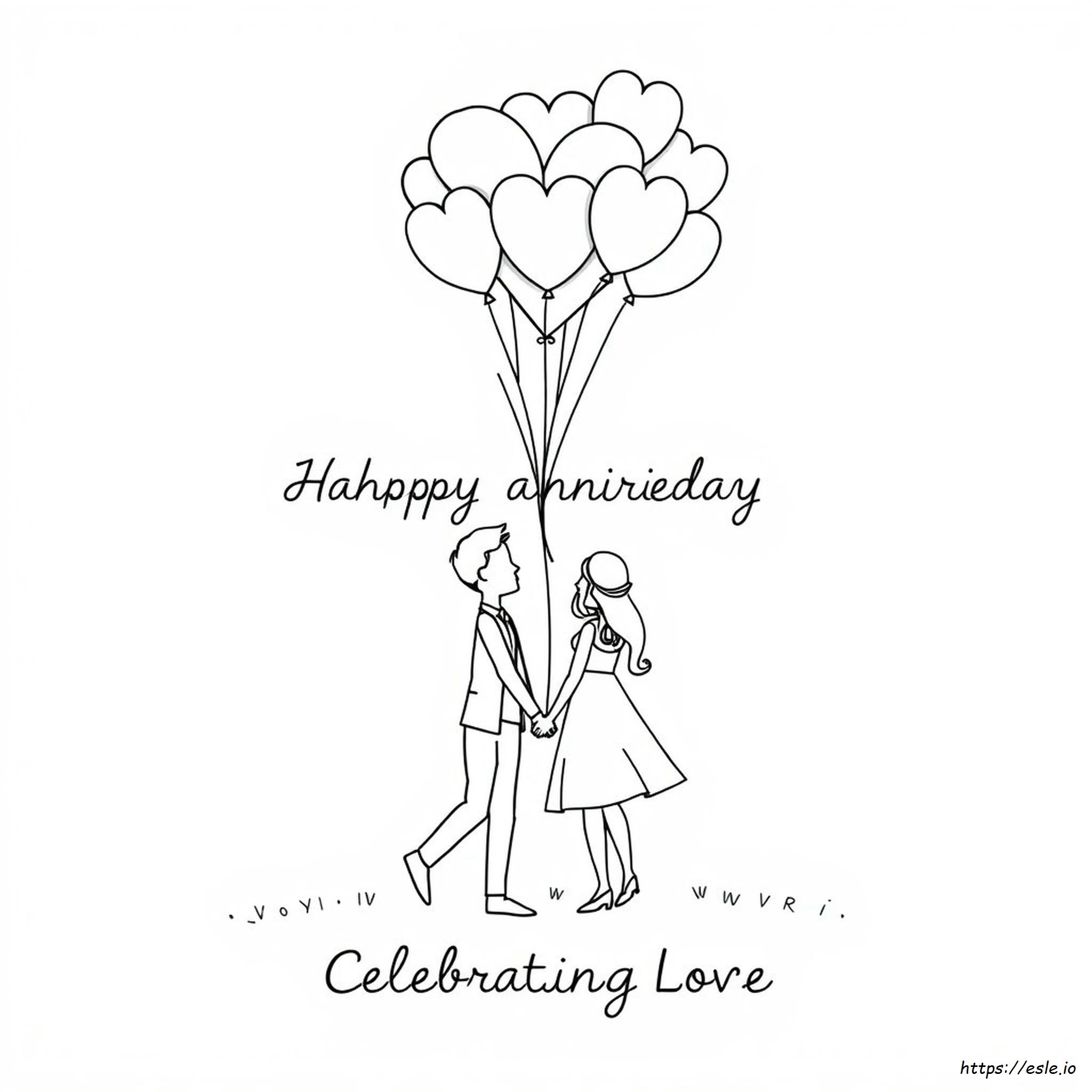 Happy Anniversary Coloring Pages Card