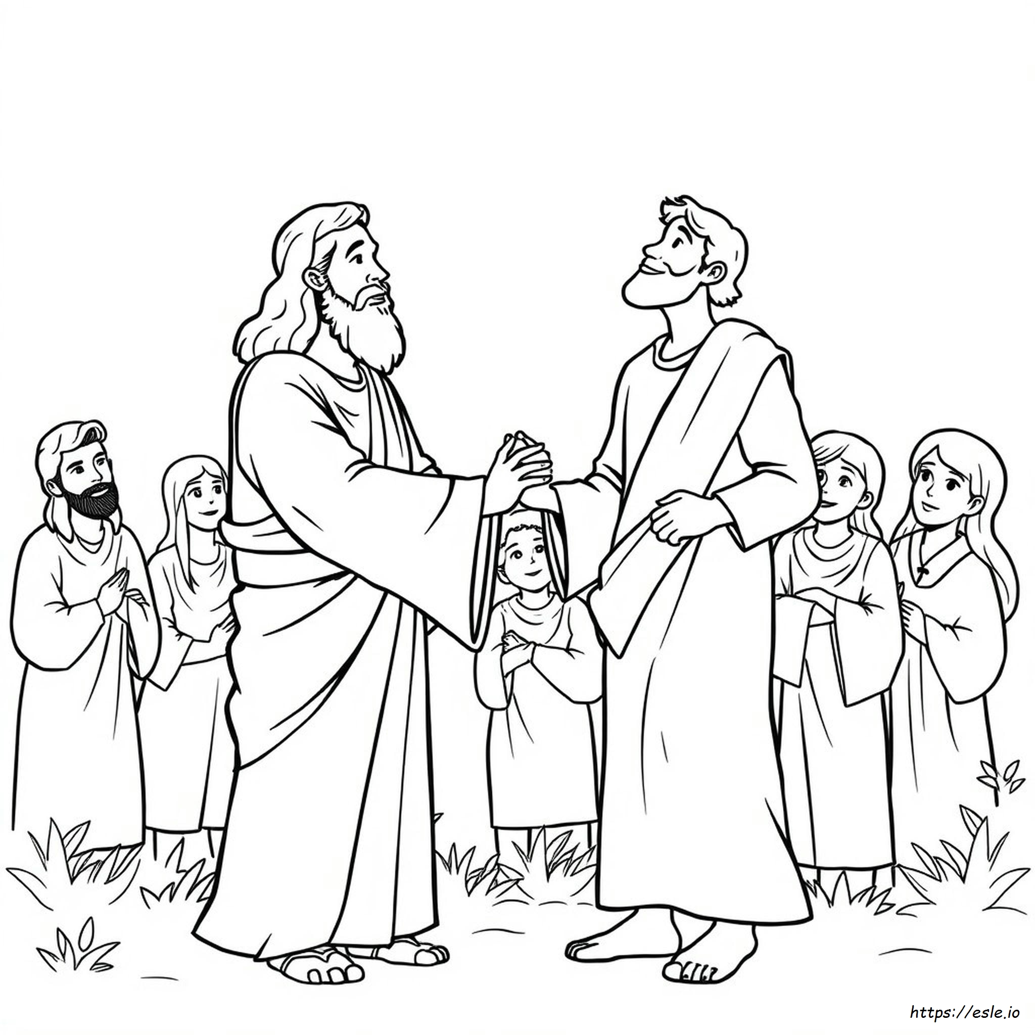 Gambar Mewarnai Yesus Menyembuhkan Orang Buta
