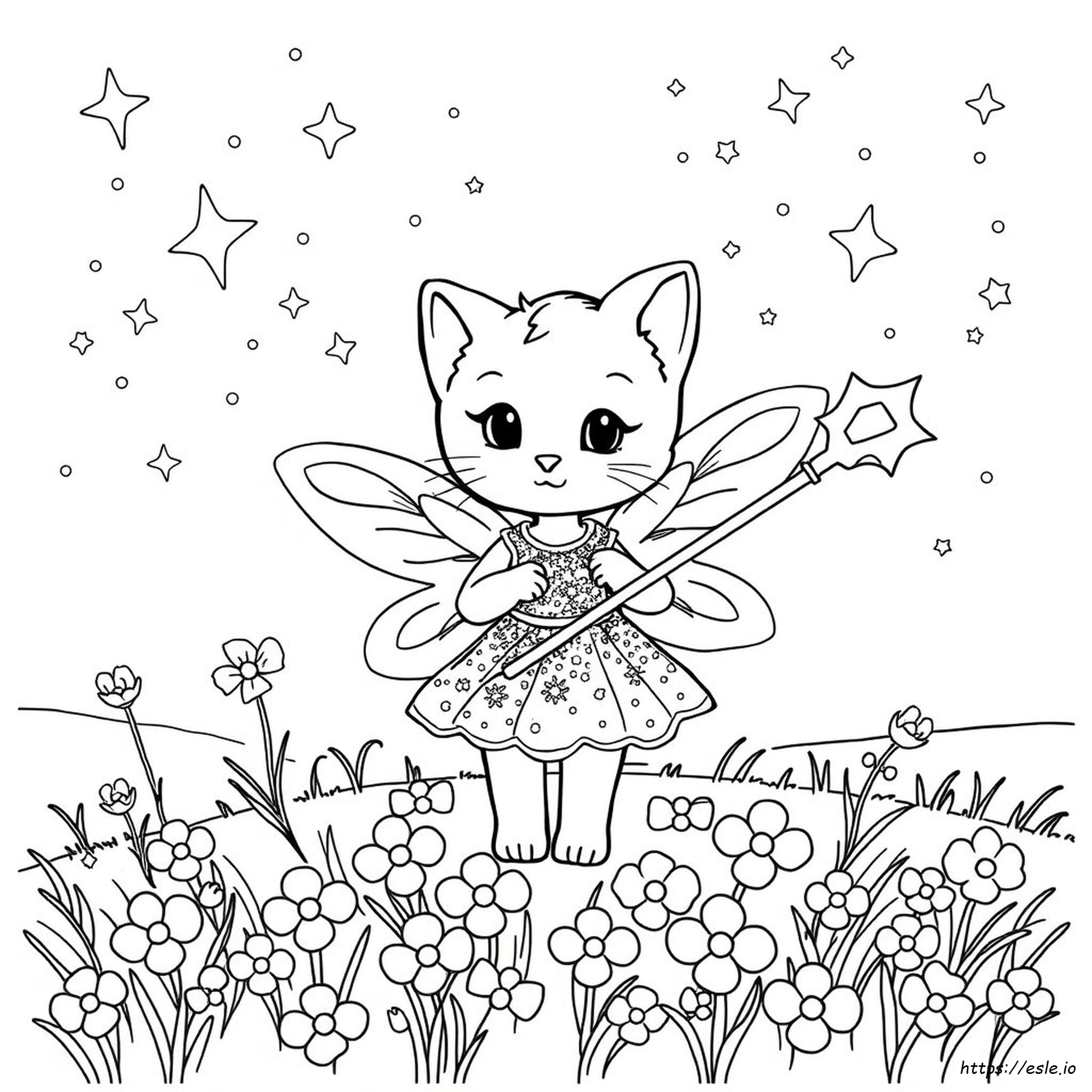 Kitty Fairy Colouring Pages