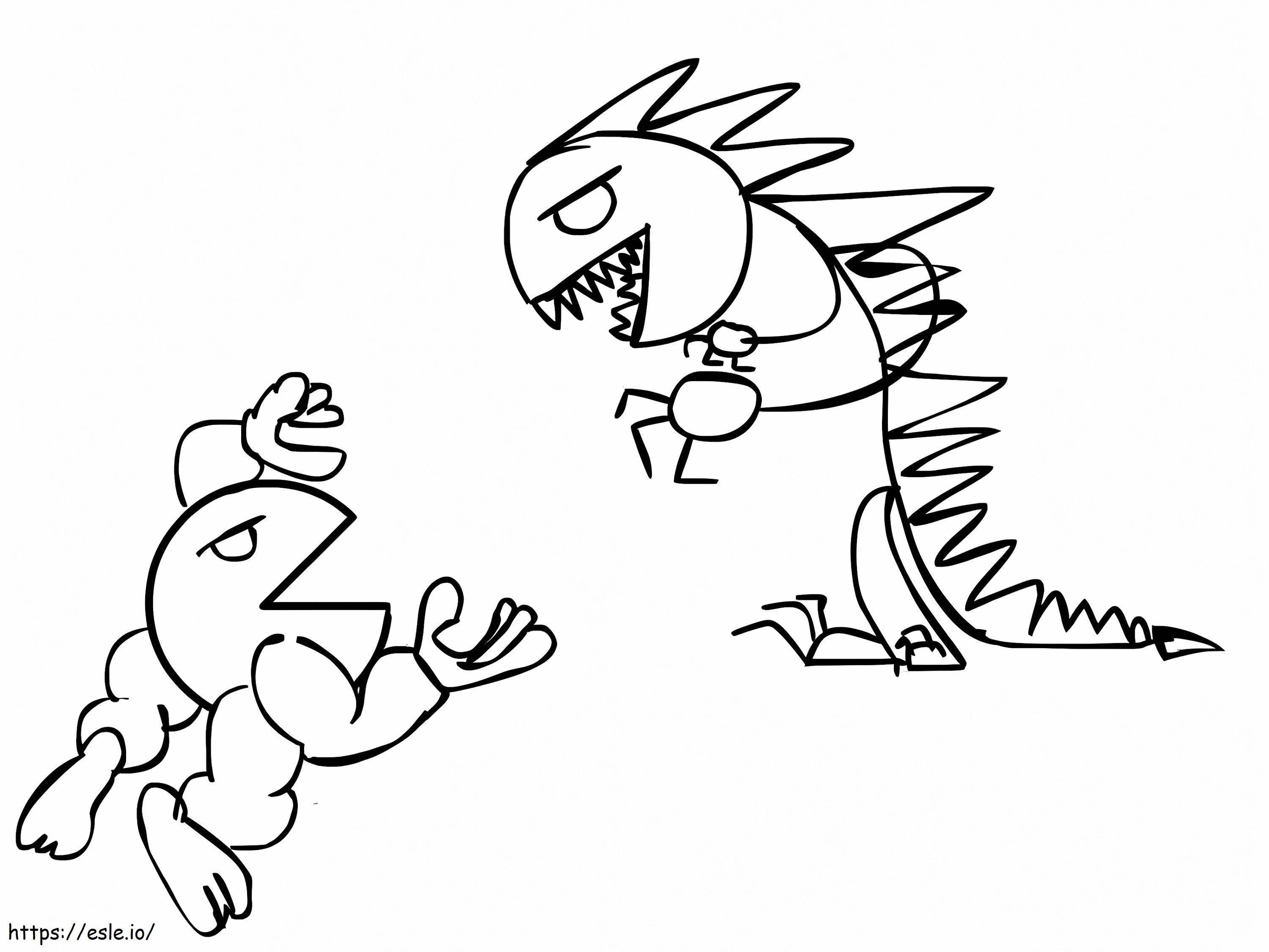 Pacman vs. Godzilla anoréxico para colorir