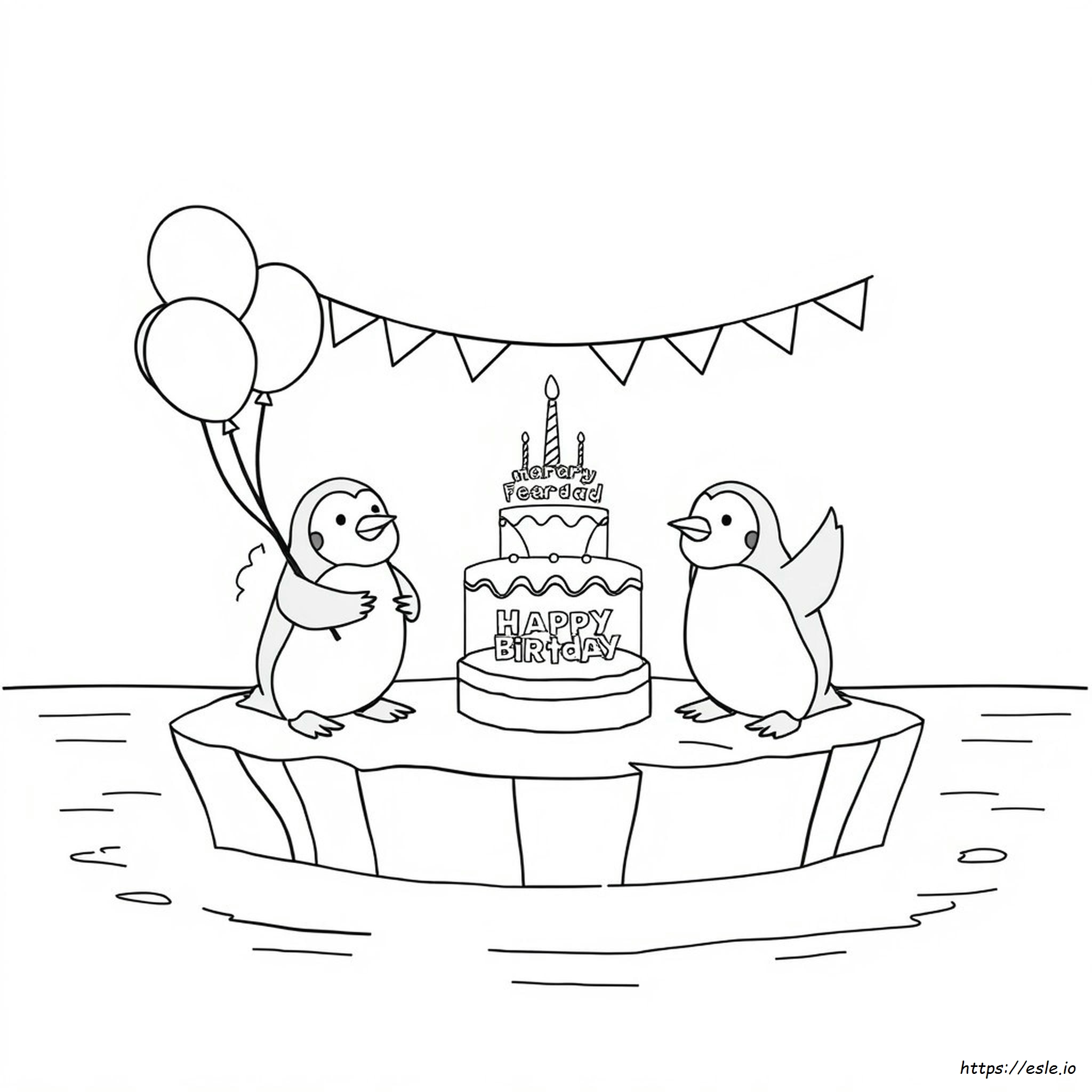Pagina Da Colorare Buon Compleanno Con Pinguino