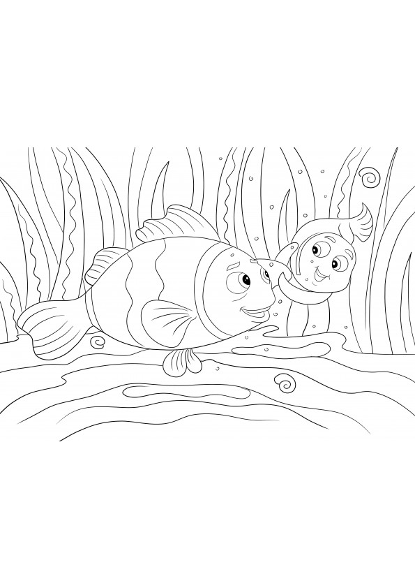 Nemo and Marylin swimming-an easy to print and color image