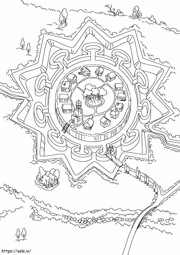 Basic View Of The Castle From Above coloring page