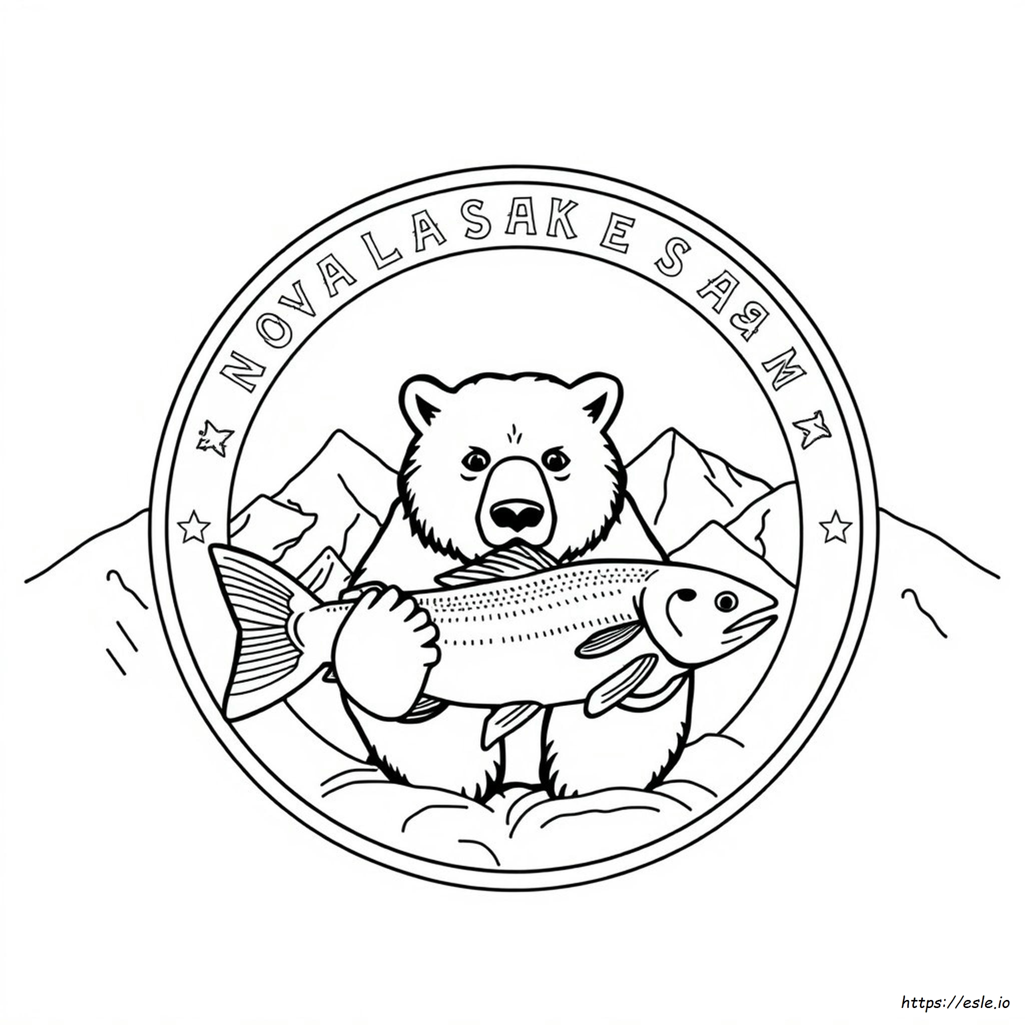 Alaska State Seal Coloring Page