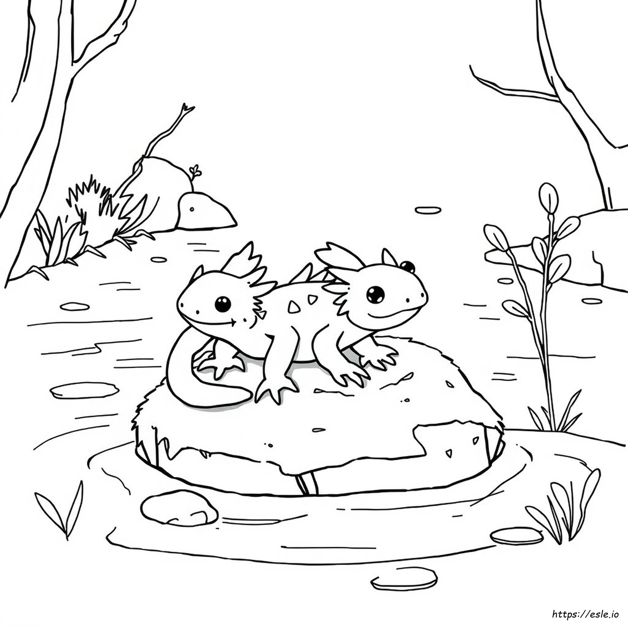 Cute Axolotl Coloring Pages Easy
