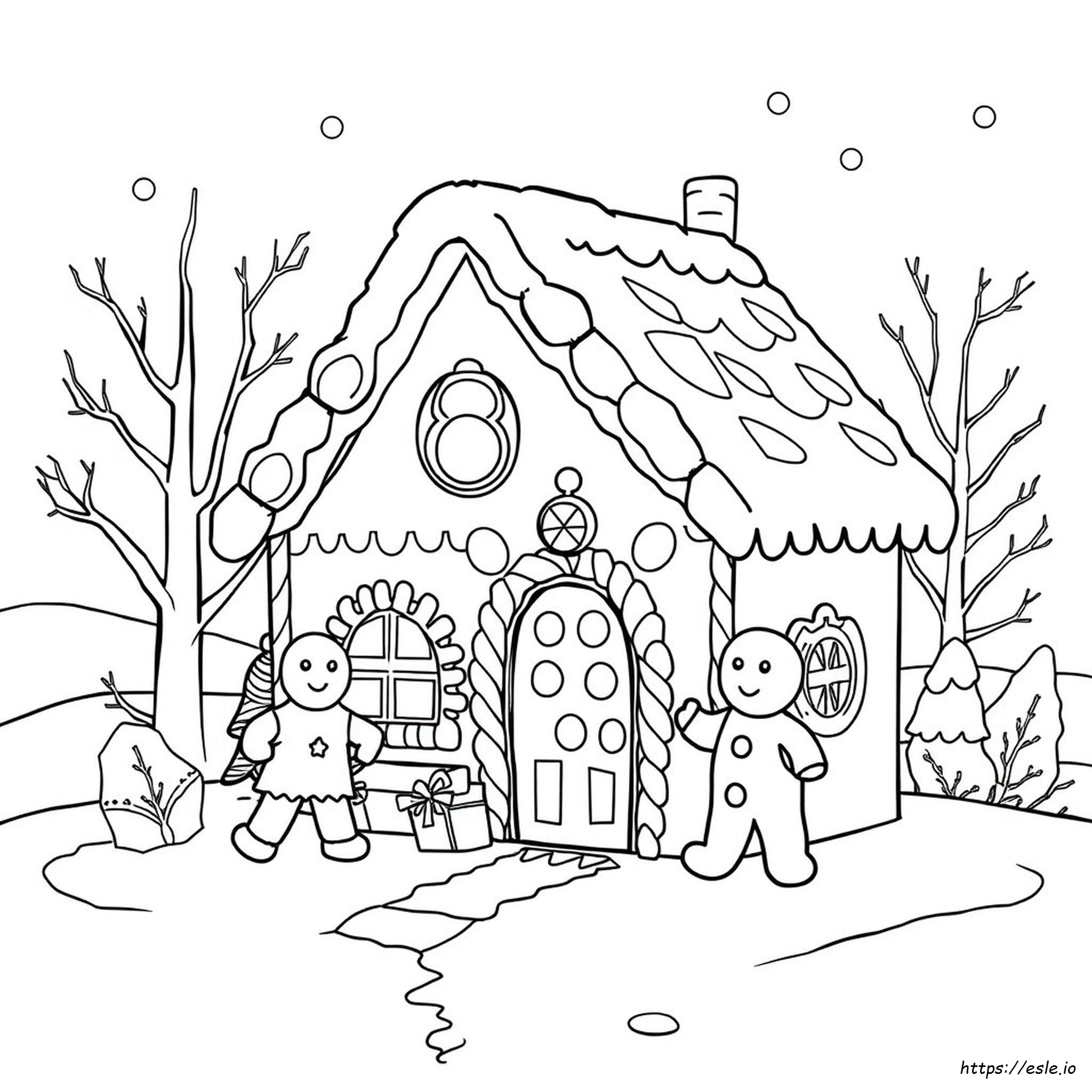 Gingerbread House With Gingerbread Man Coloring Sheet