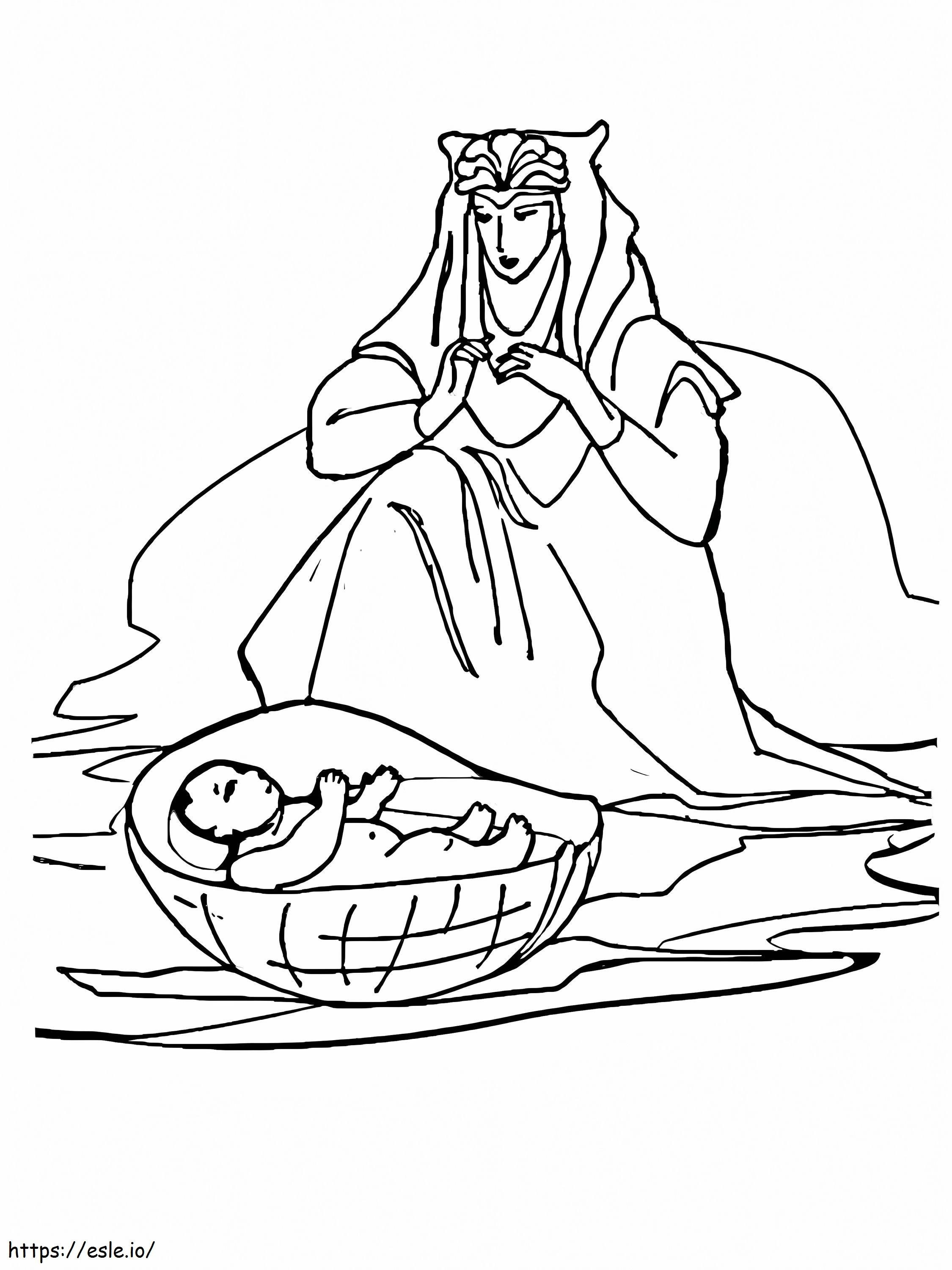 Free Printable Baby Moses coloring page