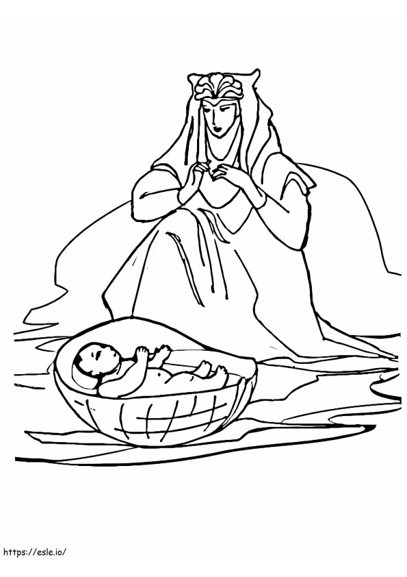 Free Printable Baby Moses coloring page