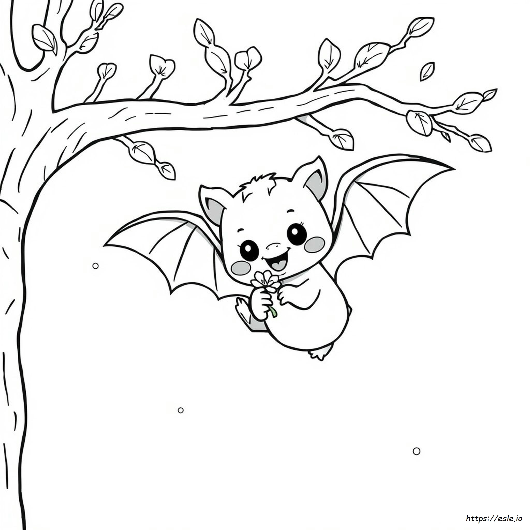 Kawaii Bat Coloring Page